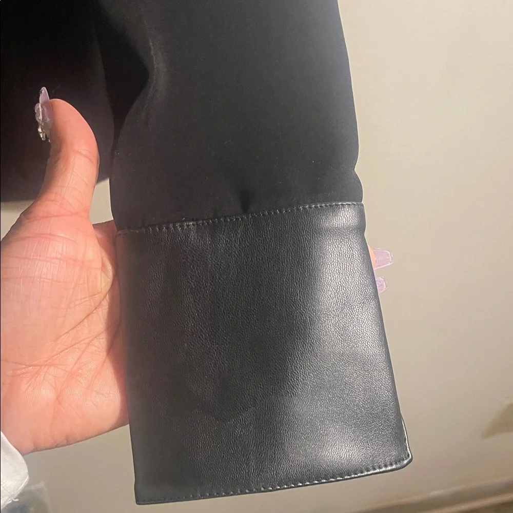 Michael Kors Black Blouse with Leather Trim - Picture 4 of 10